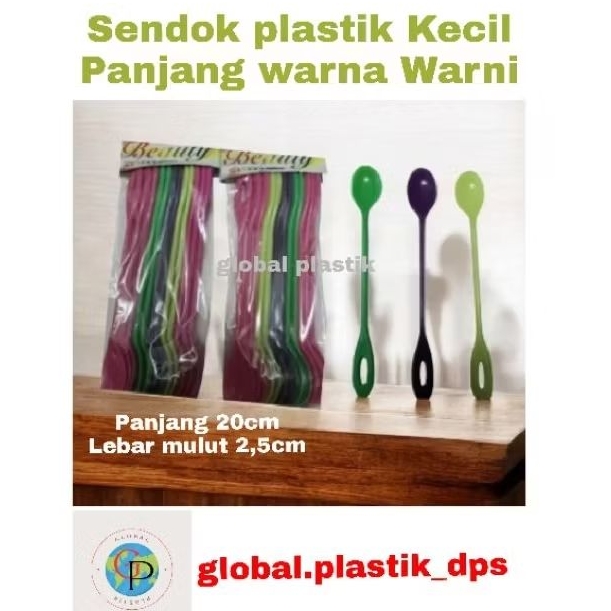 Sendok kecil panjang warna warni plastik