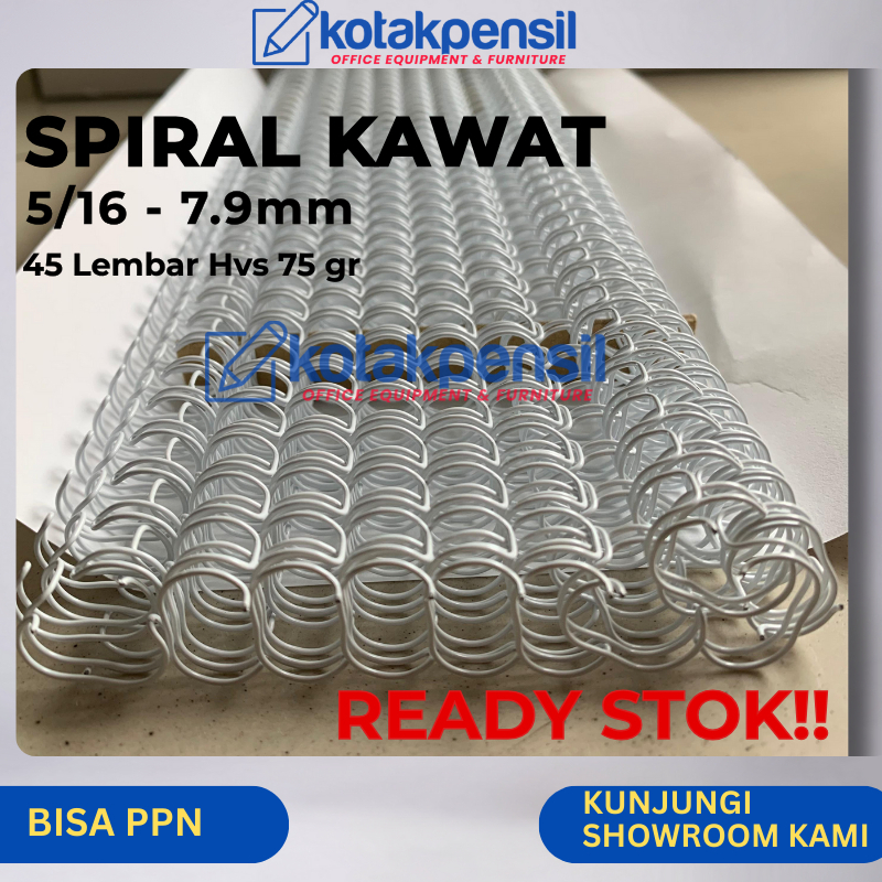 

Spiral Kawat A4 F4 5/16 Ring Kawat Jilid 3:1 - 45 Lembar | Spiral Kawat Putih | Spiral LUXE WIRE