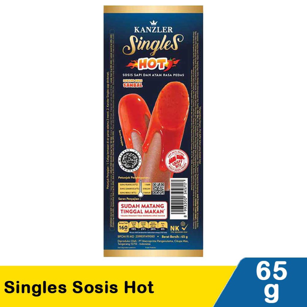 

Kanzler Singles Sosis Hot 65Gr