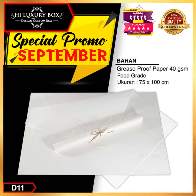 

Kertas Burger | Kertas Panggang | Grease Food Paper | Murah 40 gsm 75x100|D11
