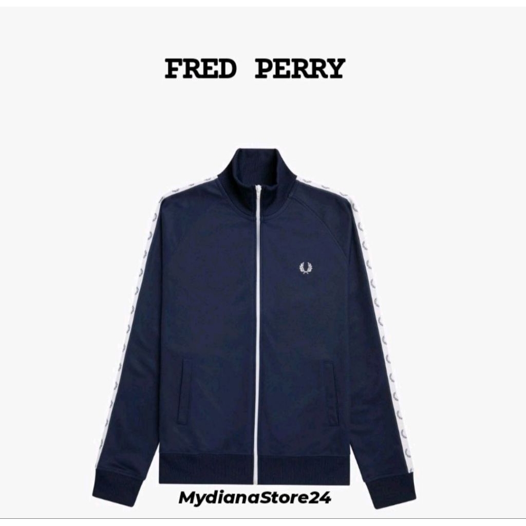 FRED PERRY - FRED PERRY TAPED TRACK JACKET - CARBON BLUE