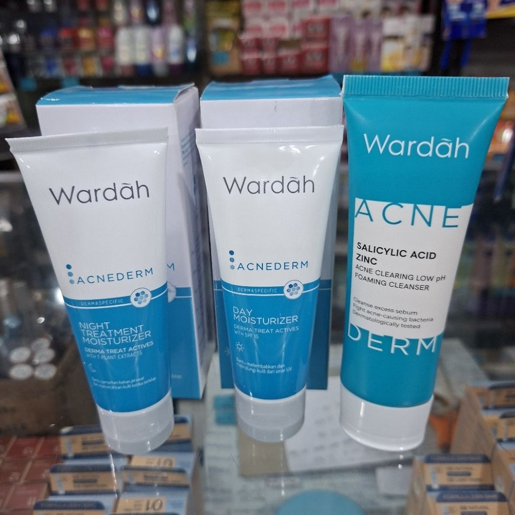 Wardah paket Acne 3in1 day, night, foam cleanser