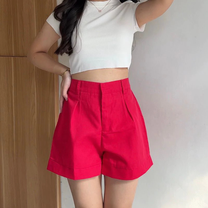 Amanda Shortpant Hotpants Fuschia Short Pants Highwaist Tere / Celana Pendek Wanita Hot Pants