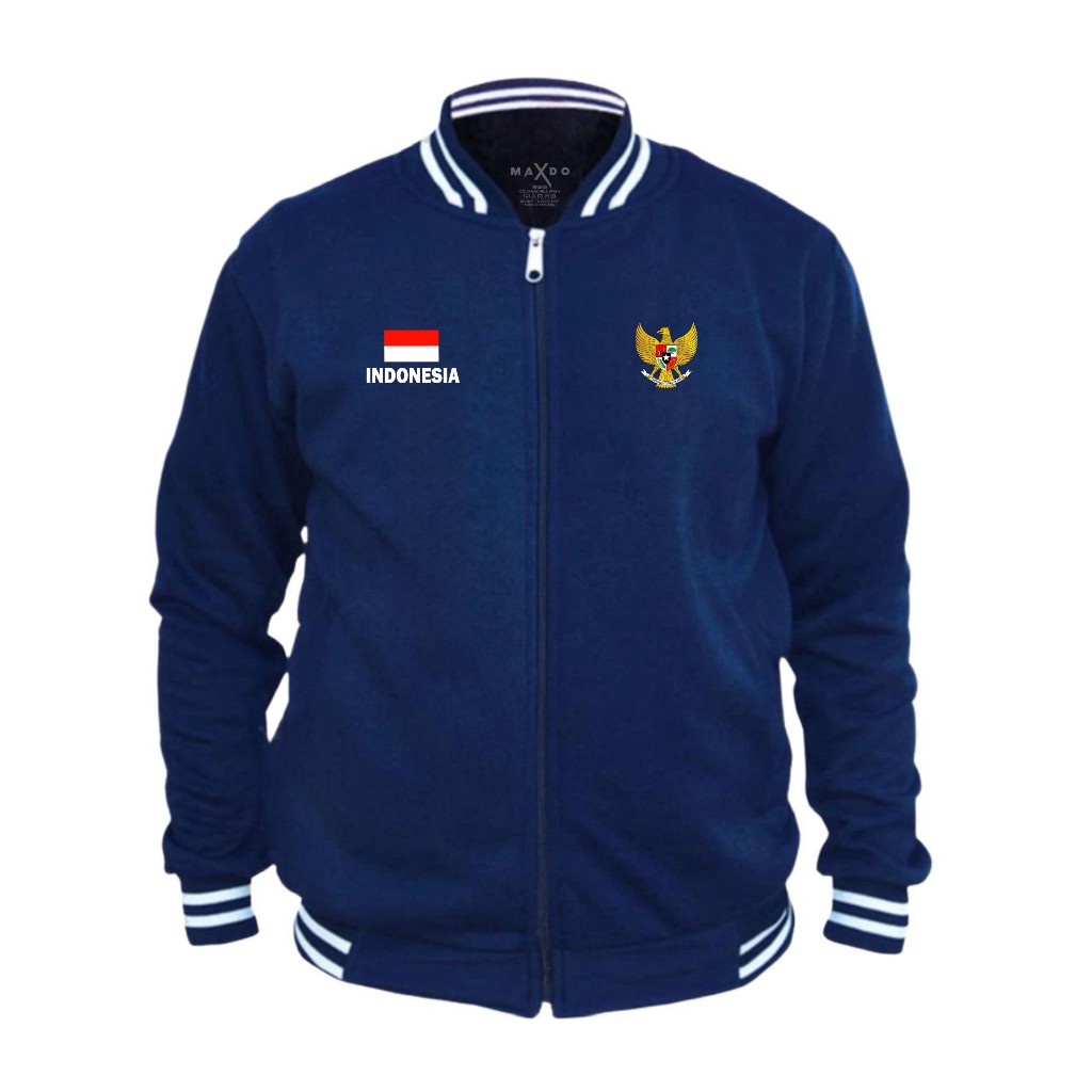 Maxdo - Jaket Varsity Rasleting Garuda Indonesia Bahan Flace Jaket Pria Wanita Terkeren