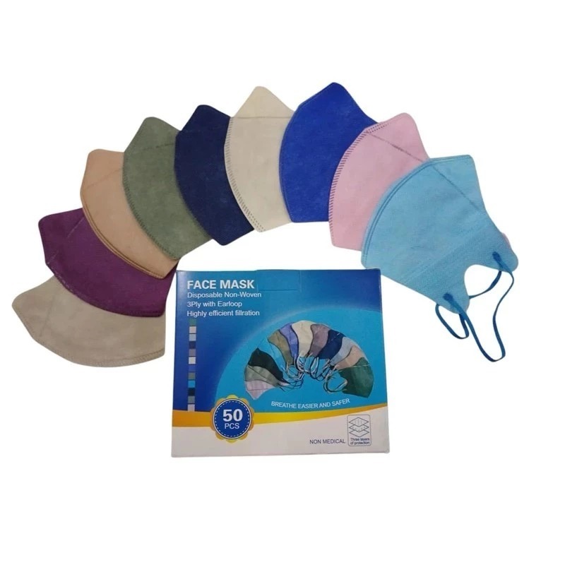 Masker Duckbill Warna | Masker Duckbill | Mix Warna | Masker Duckbill 50Pcs | Masker Duckbill Warna