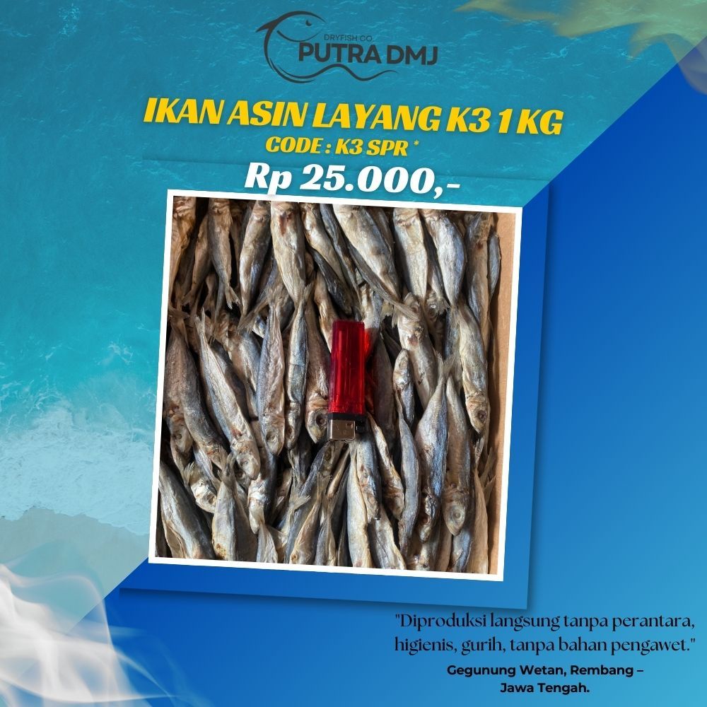

Ikan Asin Klotok Layang K3 1Kg – Asli Rembang – Gurih, Higienis, Tanpa Pengawet