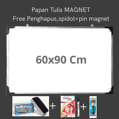 

Papan Tulis Whiteboard 60x90cm Magnetik Gratis Spidol dan Penghapus