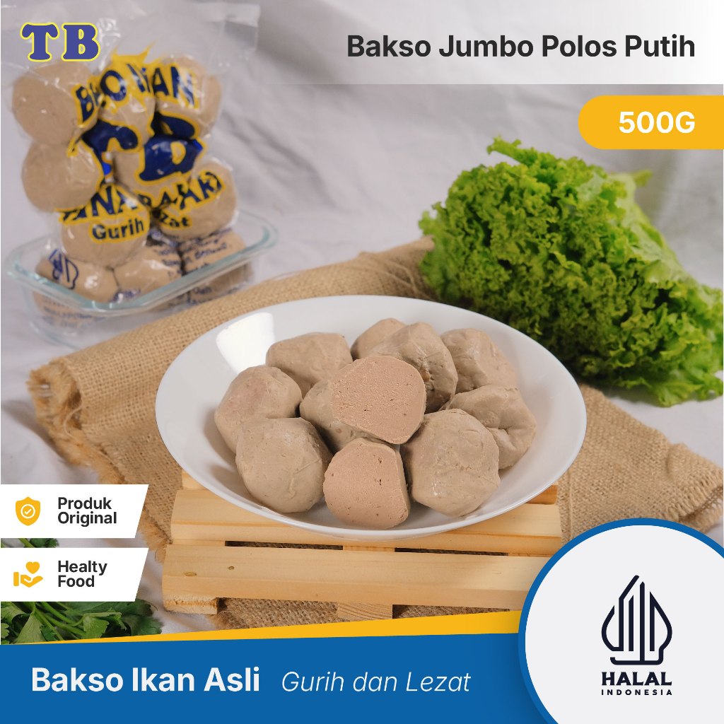 

Bakso Ikan Tuna Bahari Bandung Frozen Food - Baso Jumbo Polos Putih Kuah Goreng - 10 Butir