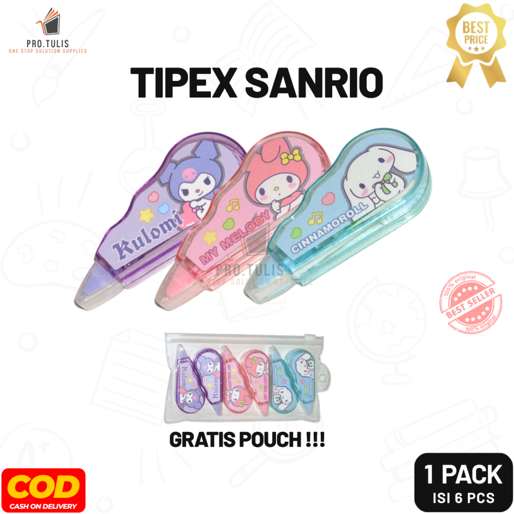 

(1 Pack) Tipe-x / Tipex Correction Tape SANRIO Pita Koreksi. ProTulis