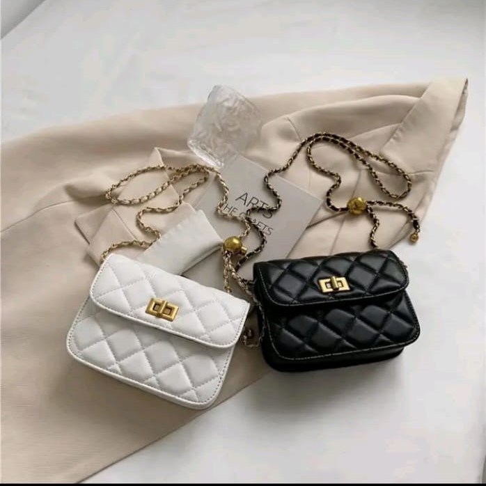 Tas selempang Wanita Suedebag Rantai emas shoulderbag Tas Kondangan