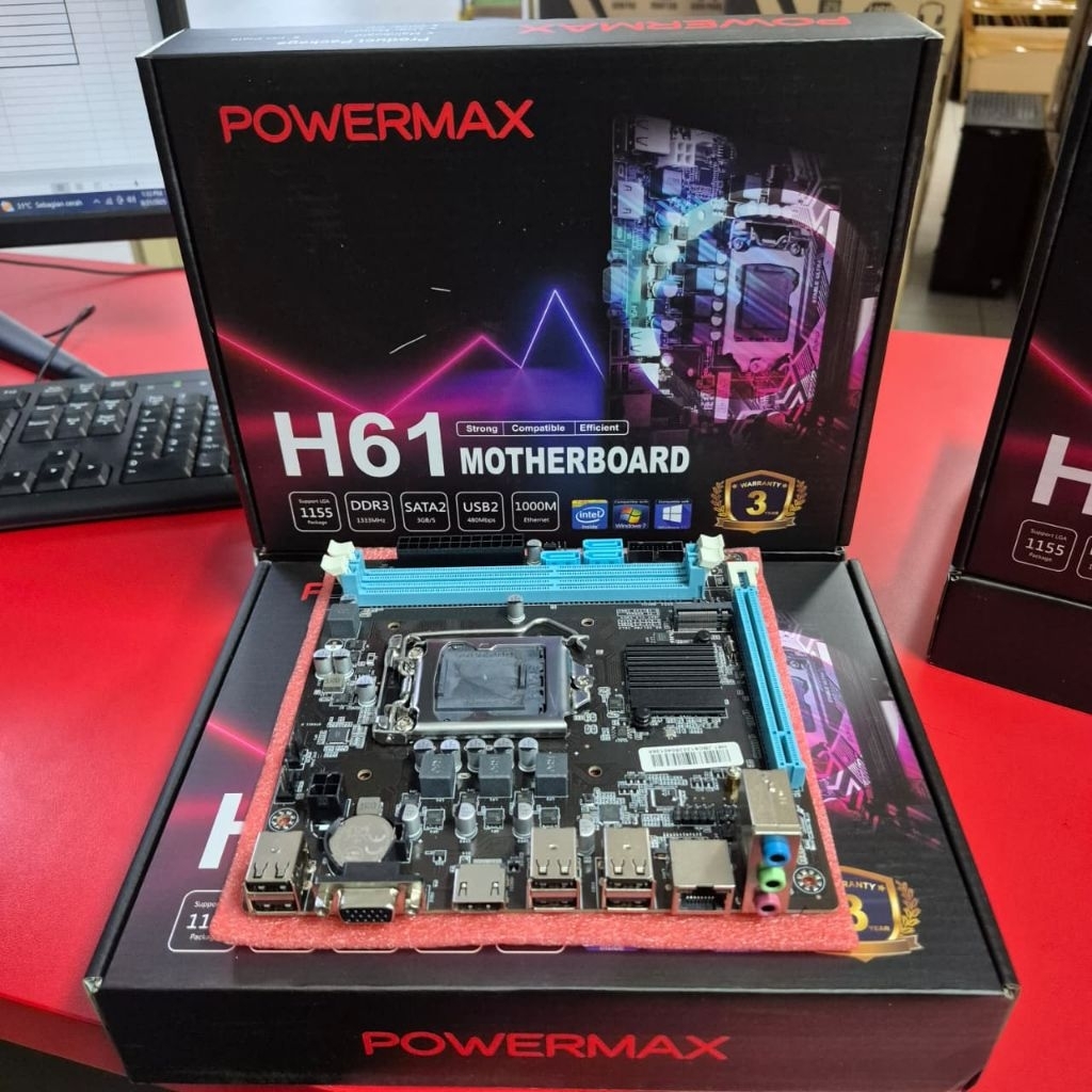 MOTHERBOARD POWERMAX H61 SLOT NVME SOKET LGA 1155