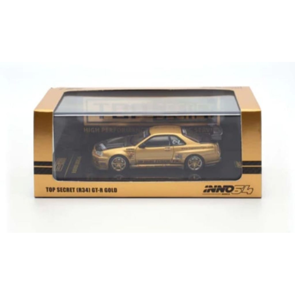 Diecast Inno64 Nissan Skyline GTR R34 Top Secret Gold