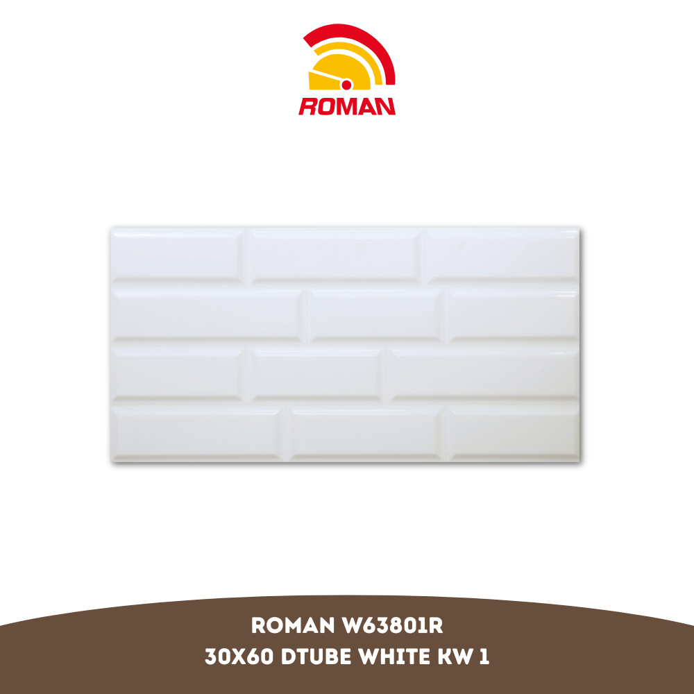 ROMAN Keramik W63801R dTube White 30X60 KW 1 per Box (Isi 5 Lembar / 0.9 m²)