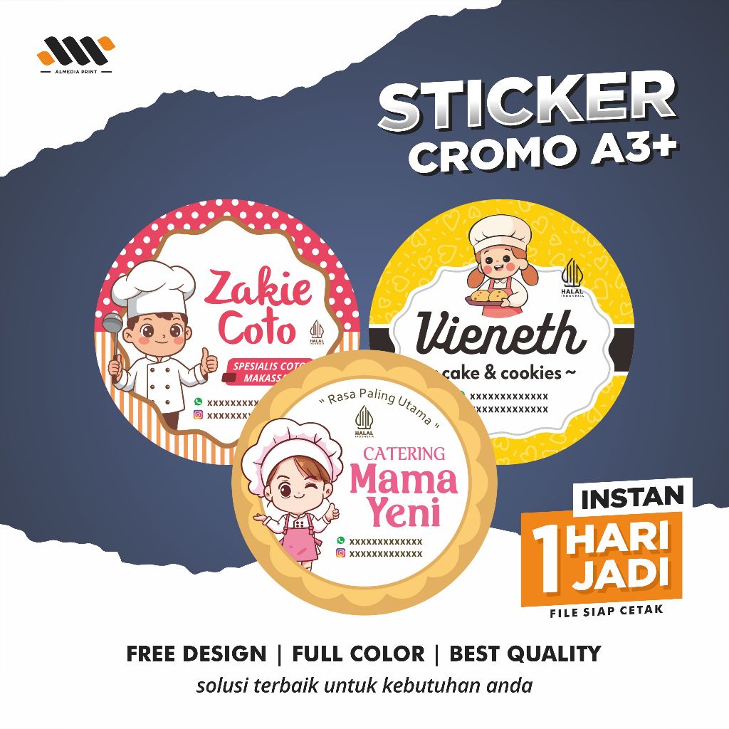 

Cetak Stiker Kemasan Cromo Perlembar A3+ (GRATIS DESAIN)