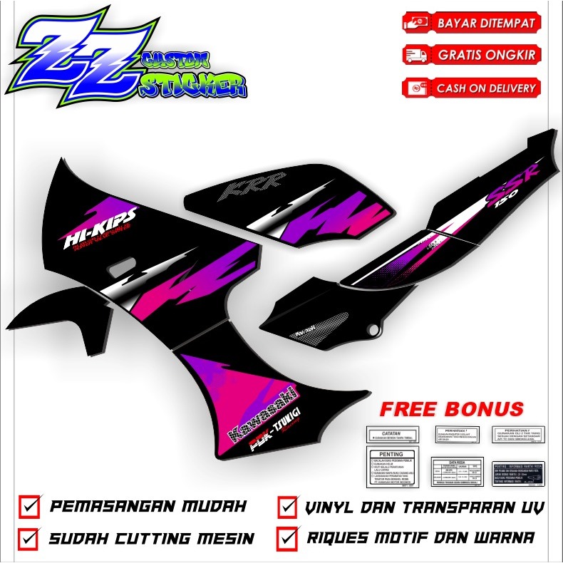 Sticker striping Kawasaki Ninja KRR SSR body hitam transparan maxdecal (bisa request)