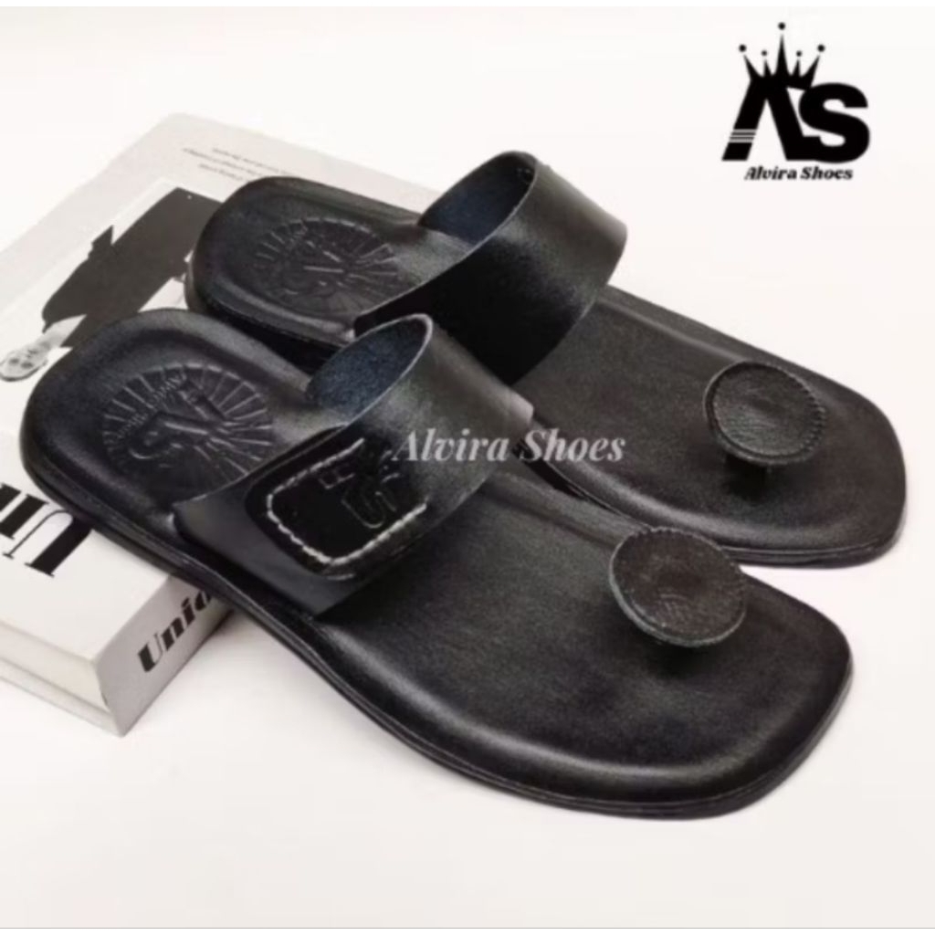 AS//Sandal jepit Pria kulit Sapi asli 100% berkualitas//Sendal model jamur pria kulit asli
