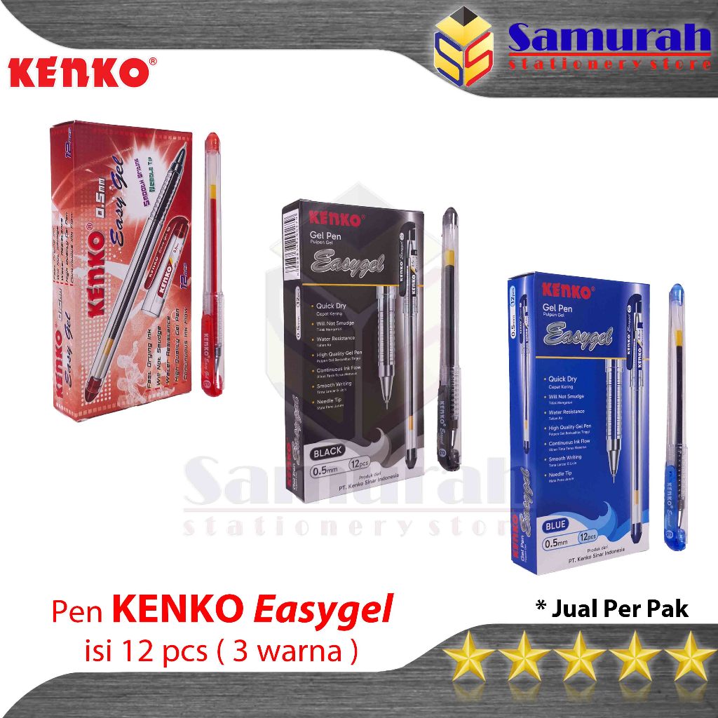 

Pen Gel Kenko Easy Gel 0.5 mm / Pen Gel Cair 0.5mm / Pulpen Cair Kenko .05 mm / Pena Lancip Cair Gel