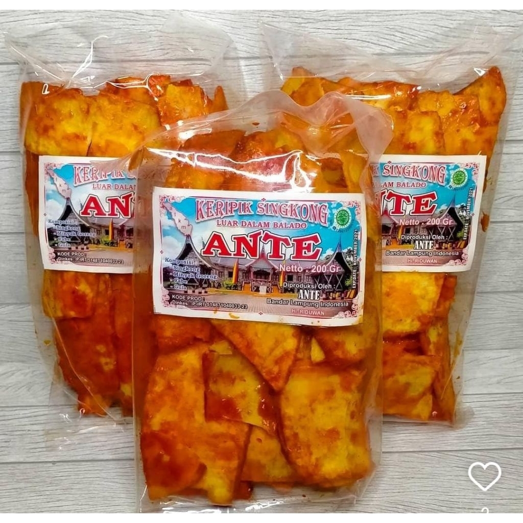 Kripik Singkong Balado Padang Ante 200gr /pack