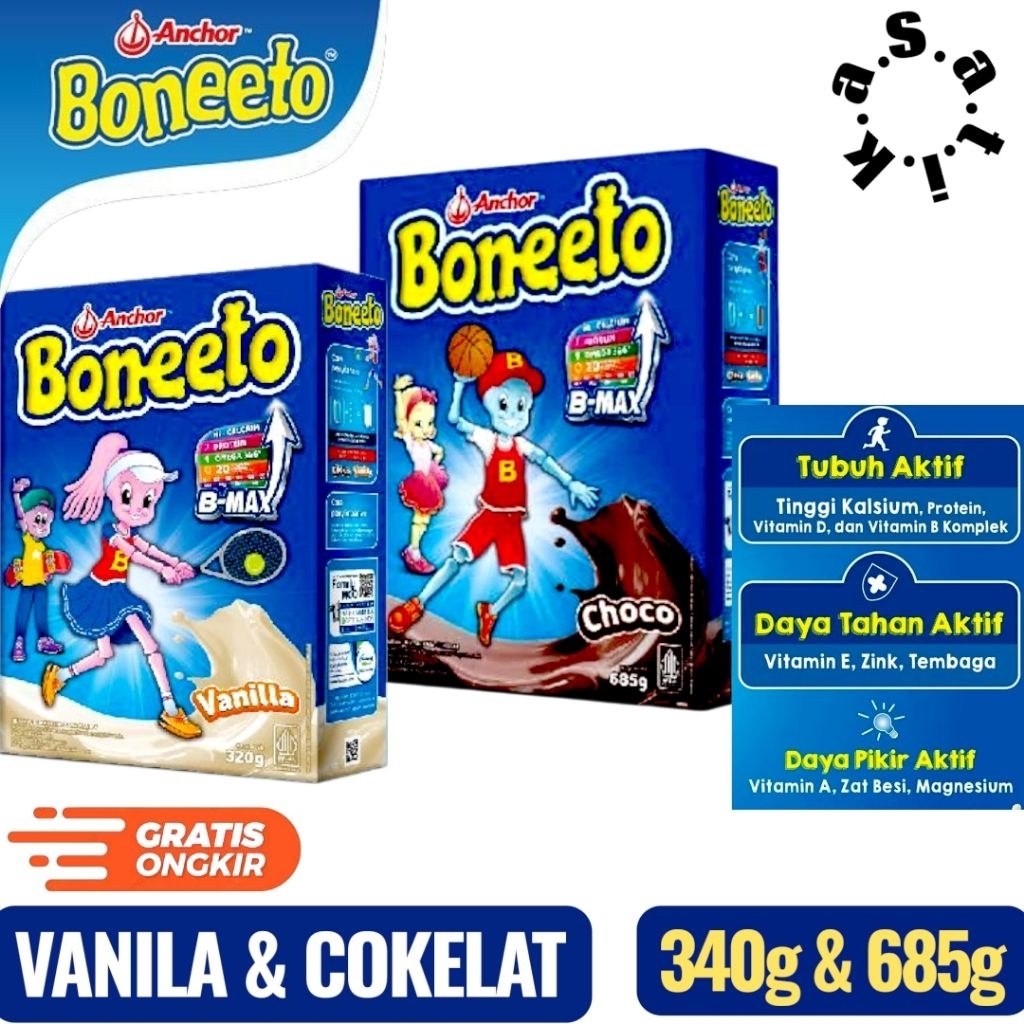 

OBRALL!!!! BONEETO COKLAT VANILA 685g/340g.DI JAMIN 100% ORIGINAL!!!! SUSU PERTUMBUHAN ANAK SEKOLAH