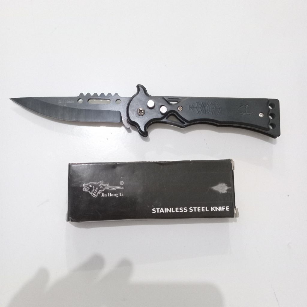 pisau lipat self defense survival kit stainless steel lipat tombol