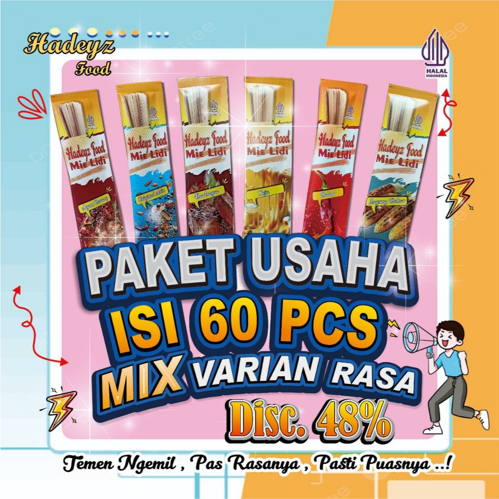 

PagaMart Mie Lidi Kekinian Isi 60 pcs 6 Rasa Favorit! Snack Jadul Viral Lagi!