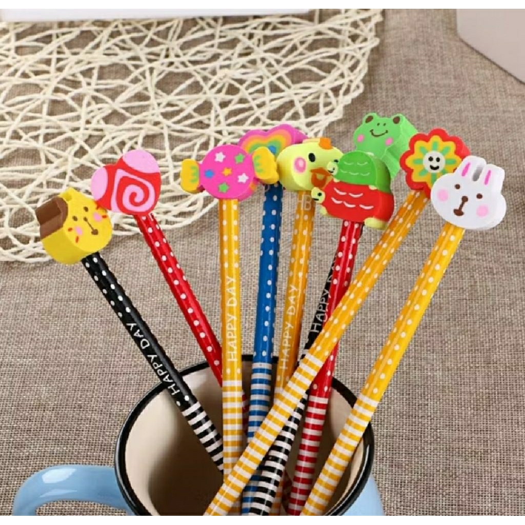 

Pensil karakter lucu unik murah pensil anak sekolah motif lucu
