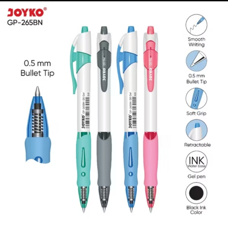 

Joyko Gel Pen GP-265BN Q5 Gel 0.5 mm 1 Box isi 12 Pcs Pulpen Pena Gel