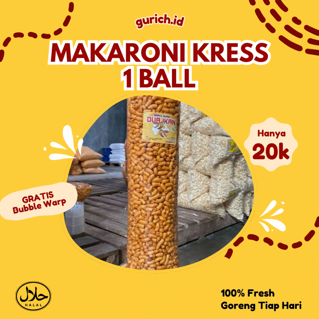 

1 BALL MAKRONI KRESS 1KG ALL VARIAN CEMILAN KERIPIK MAKANAN