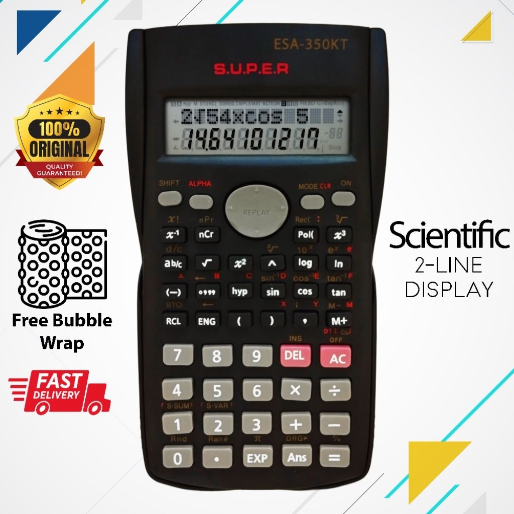 

Calculator Scientific Esa 350KT Kalkulator Digital 2 Line Display Sin Cos Tan Ilmiah Fungsi Portable