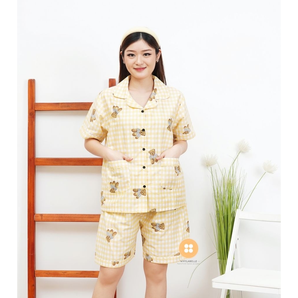 WHY.LABELLE baju tidur piyama katun jepang murni motif TEDDY