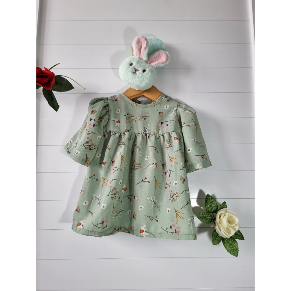 Green Flora Dress Anak