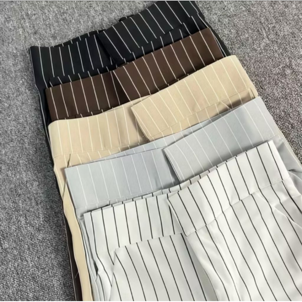 Flare Pants Stripe Bangkok - Celana Cutbray Salur Import Premium - Cutbray Highwaist Pants