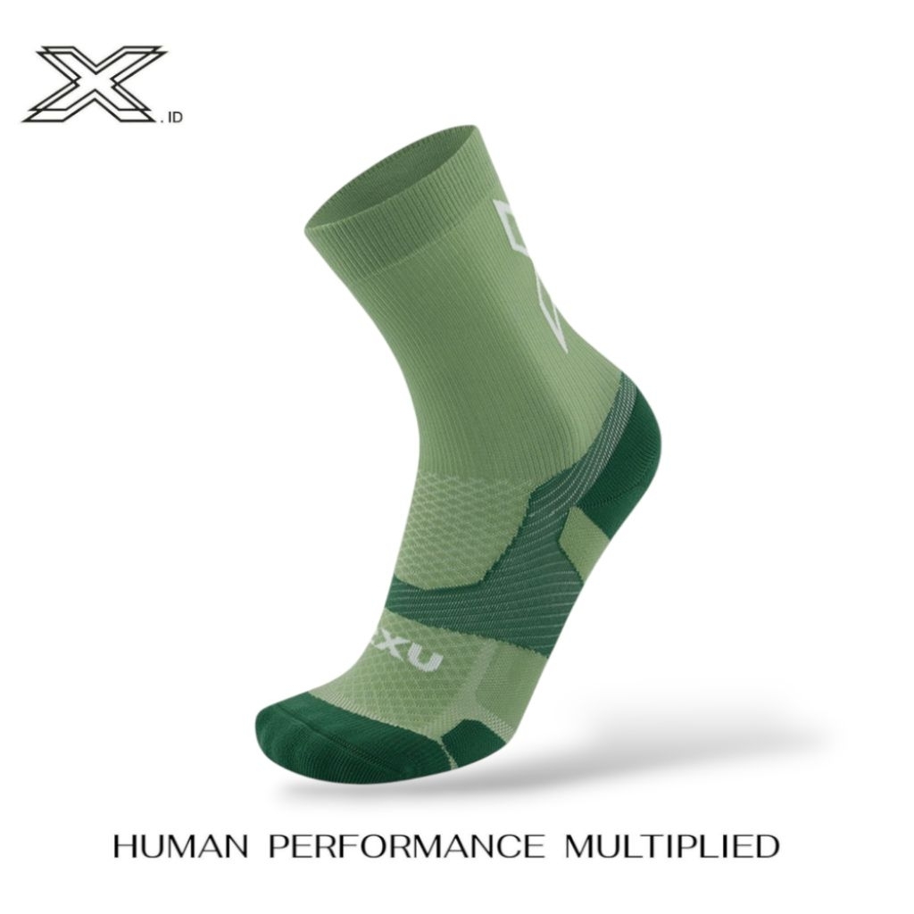 2xu Vectr Light Cushion Crew Socks Eucalyptus Fern Green