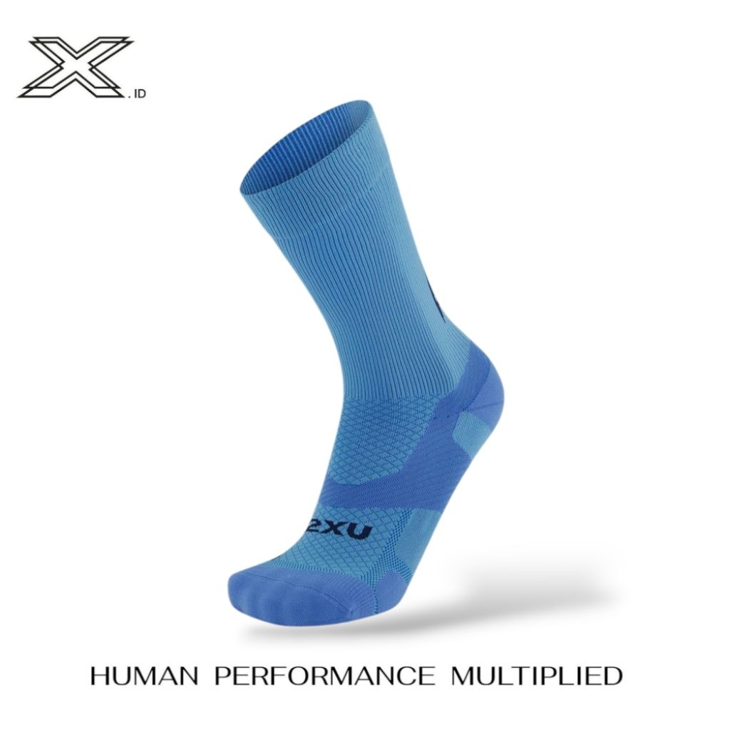 2xu Vectr Light Cushion Crew Socks Azure Blue Surf