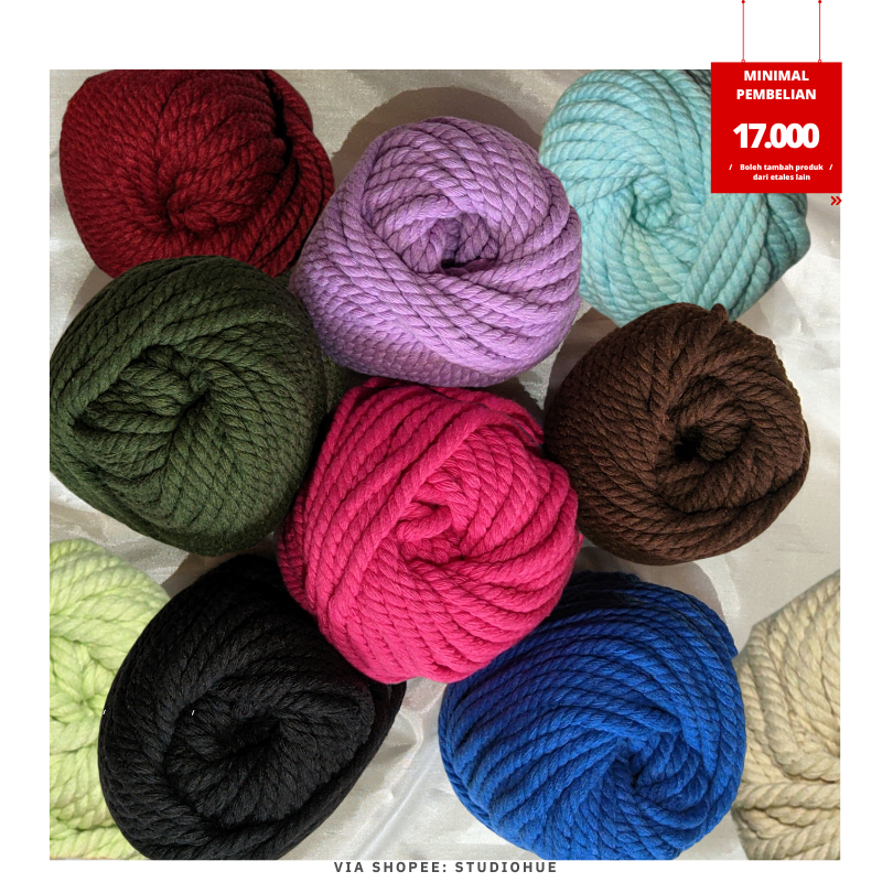 (5 Meter) Tali macrame katun atau Macrame Cotton Rope 4mm harga murah