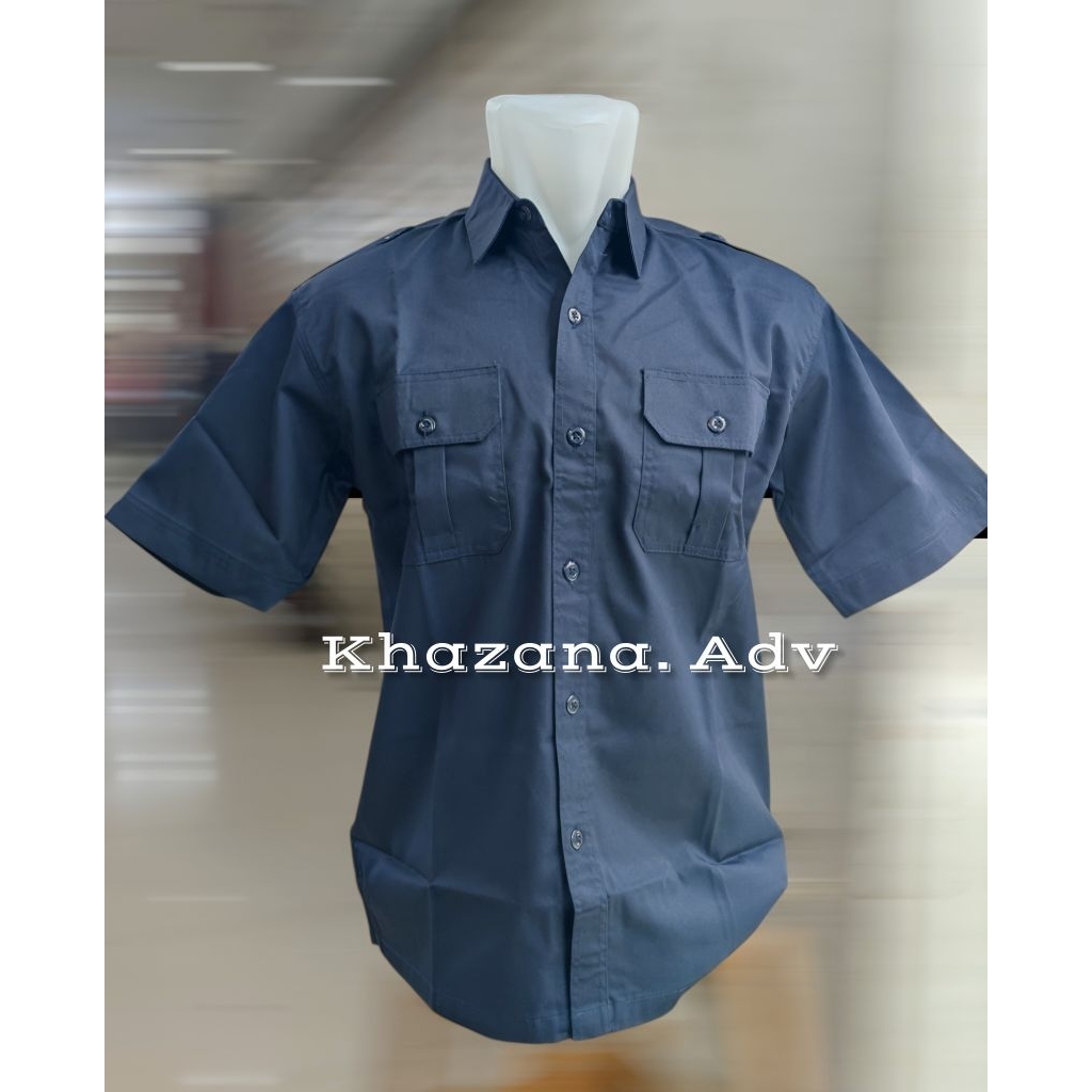 Kemeja PDH Kantong Dua warna Navy / kemeja PDH Biru dongker