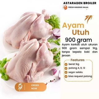 

Ayam karkas broiler utuh 0,9 - 1kg astaraden broiler