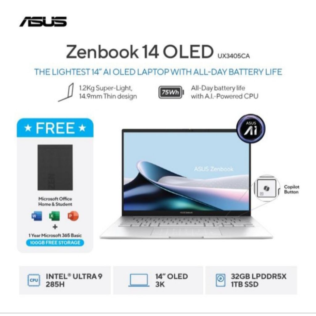ASUS ZENBOOK 14 OLED UX3405CA OLEDS9312M