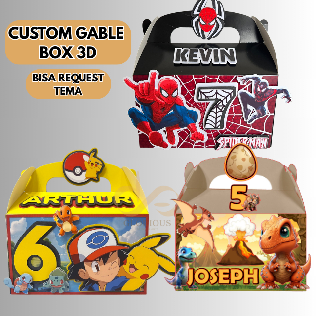 

Custom Gable Box 3D Custom Tema Ulang Tahun Anak Box Souvenir Anak