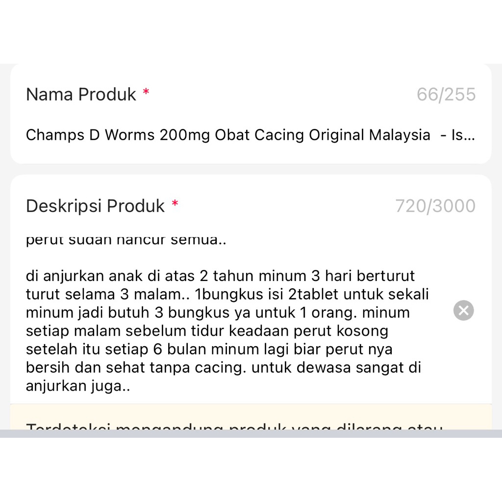 New Champs D Worms 200mg Obat Cacing Original Malaysia - Isi 2 Tablet