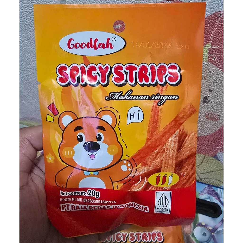 HALAL Spicy Strips Trips Latiao Snack godlah makanan ringan raja pedas indonesia Renceng Vegetarian 