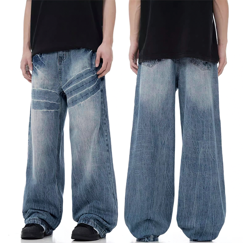 celana jeans pria korean style premium denim baggy pants casual wide leg gombrong jens dewasa cowok