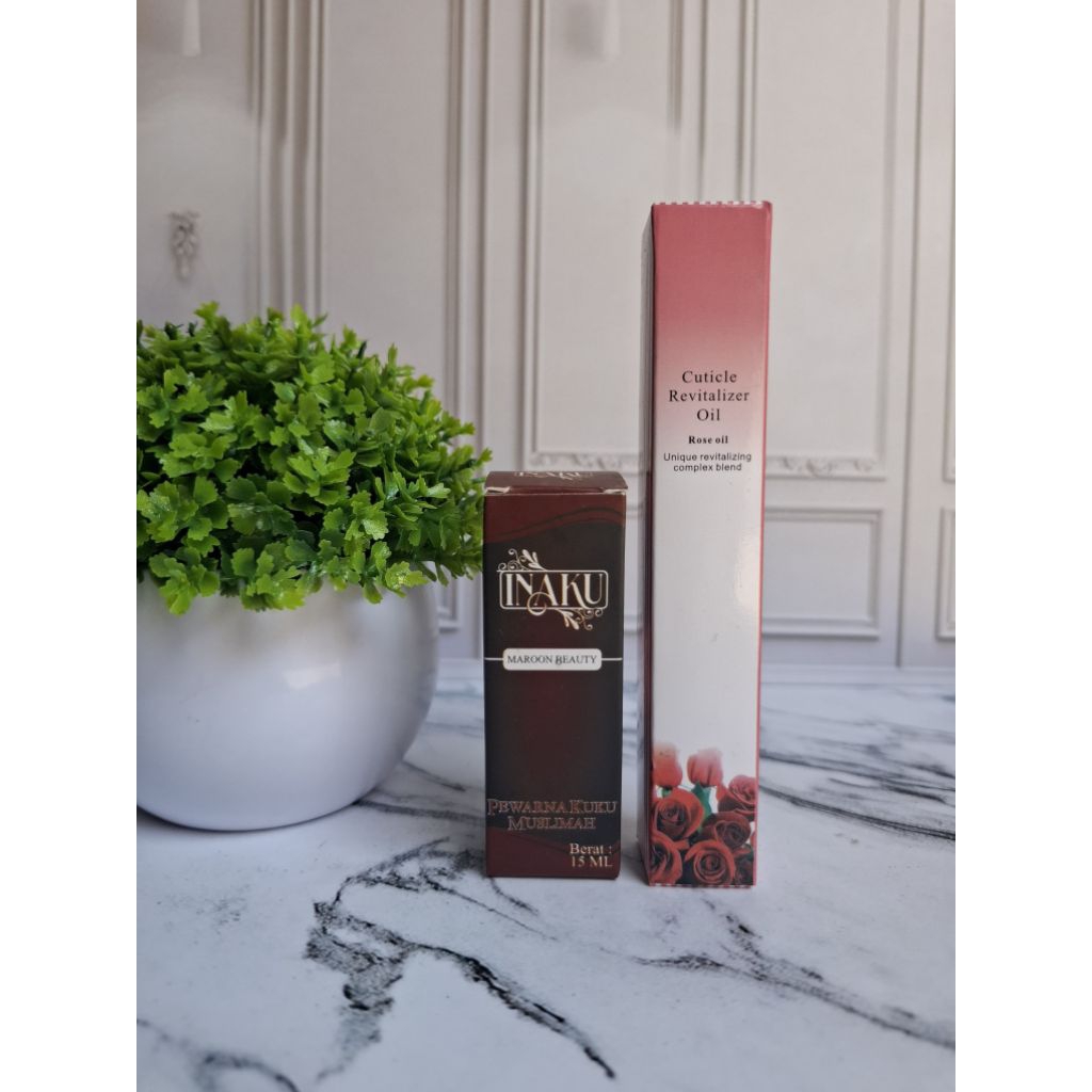 Paket Inaku Henna + Vitamin Kuku | Inaku Henna Kuku Halal Sah Untuk Sholat Ready Warna Maroon Coklat