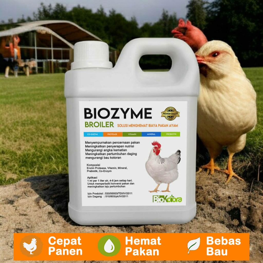 Biozyme Broiler Penggemuk Ternak Ayam Menghilangkan Bau Kotoran Hemat Biaya Pakan