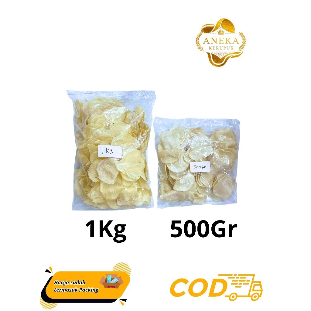 

KERUPUK MENTAH KENTANG/KERIPIK KENTANG BESAR/JUMBO/LEBAR RASA ORIGINAL