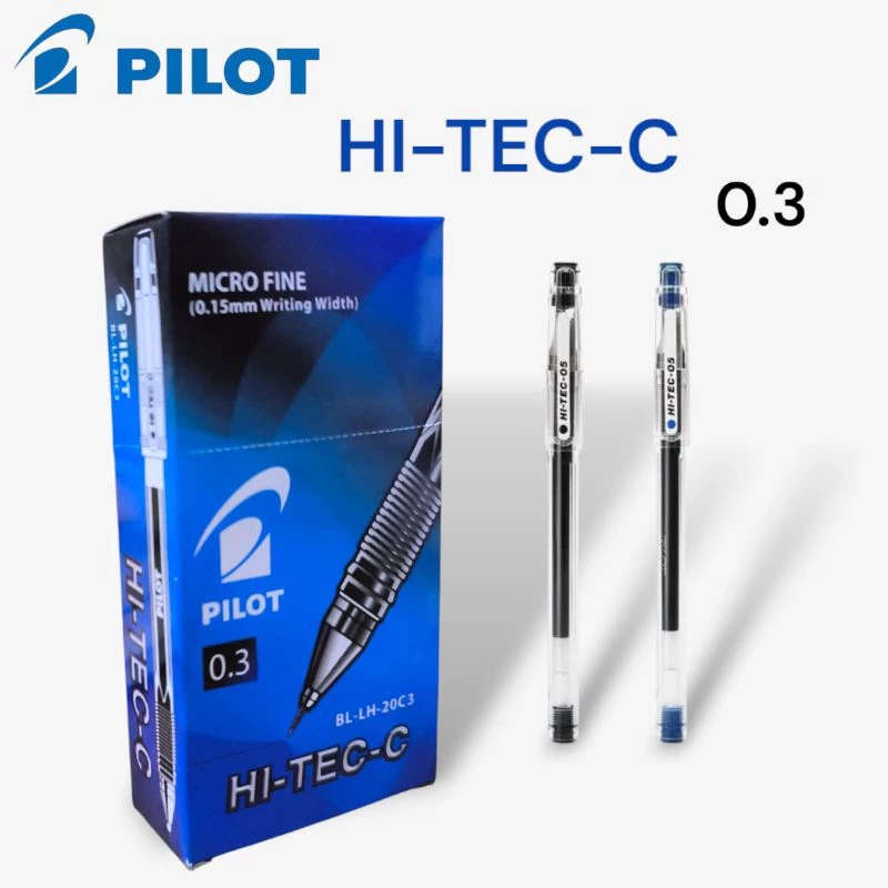 

Pulpen Gel Hitech Pilot Hi-Tec-C 0.3 Mm Hitam/Biru (Pcs)