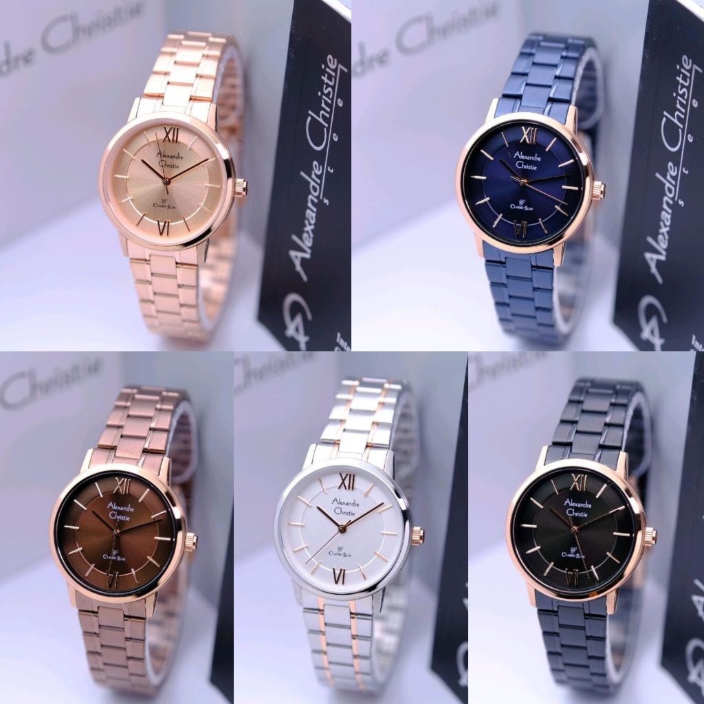 JAM TANGAN WANITA ALEXANDRE CHRISTIE AC 8689 AC8689 ROSEGOLD ORIGINAL STAINLESSWATCHES-BLACK ROSEGOL