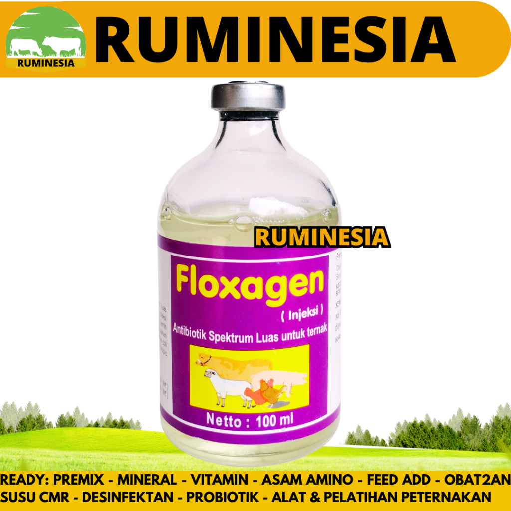 FLOXAGEN 100ML - Obat Hewan Mengatasi Infeksi Pernafasan Untuk Ternak Sapi Babi Kambing Unggas