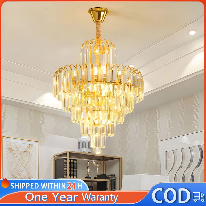 Lampu Gantung Kristal warna hangat Modern Minimalis  Cahaya Mewah Estetik untuk Ruang Makan, Ruang T