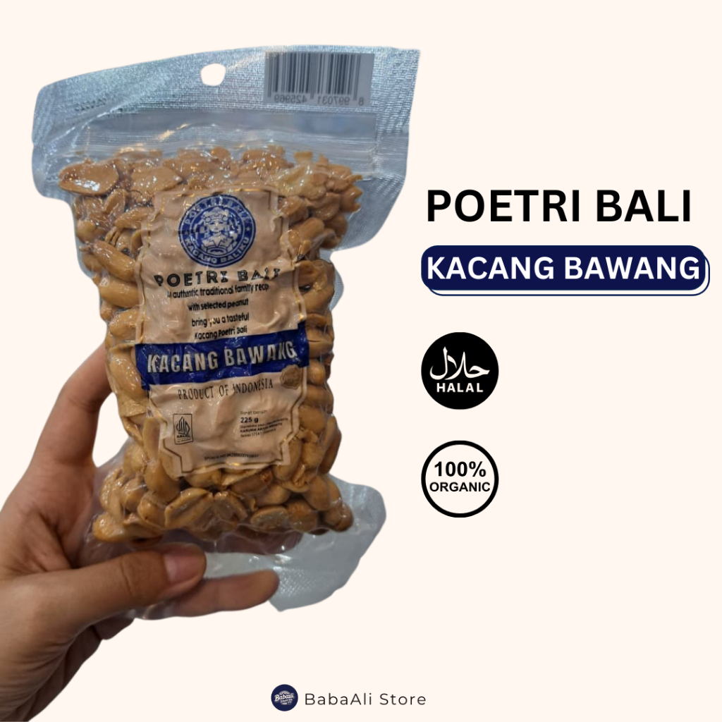 

BabaAli - POETRI BALI Kacang Bawang Original 225 GR, Camilan Gurih Tradisional